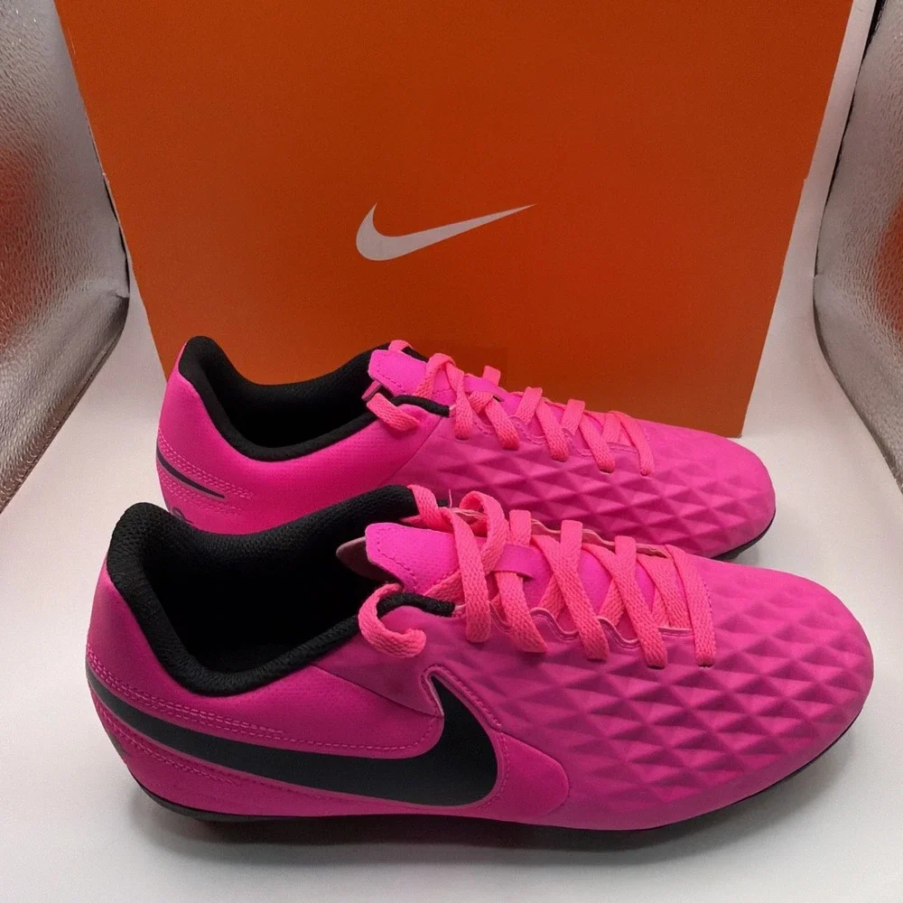 Nike Jr Legend Tiempo 8 Club FG/MG Youth Soccer Cleats. Pink Blast/Black Size 4Y
